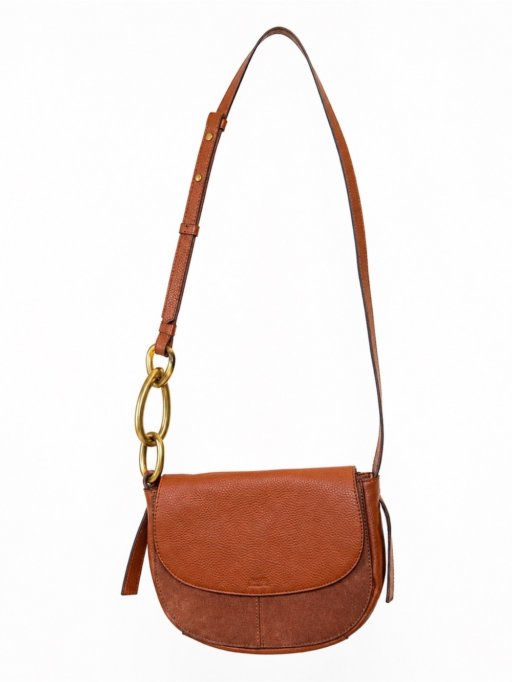 Vince Camuto Brown Genuine Leather & Suede Crossbody Bag Brass Hardware - Picture 3 of 10